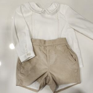 Luli & Me White and Tan Kids Shorts Set 12m